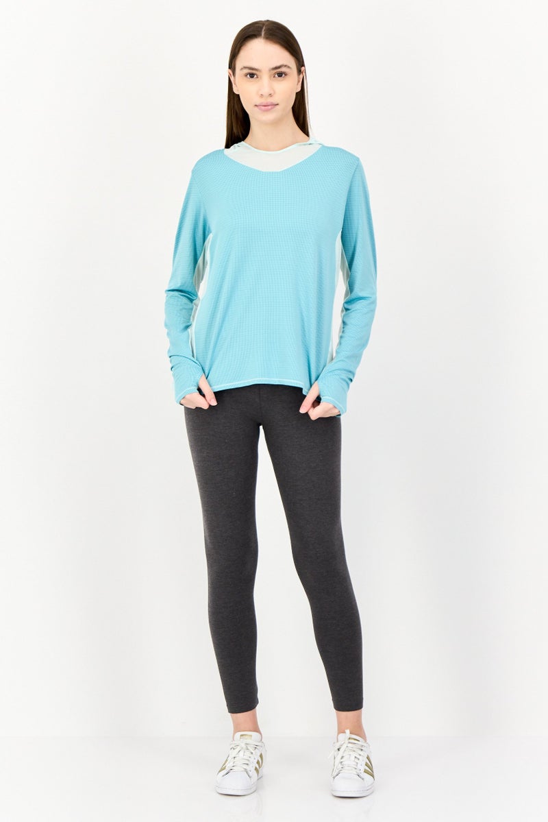 Hoka Women Sportswear Fit Long Sleeves Training Sweatshirt,Teal Blue - Image 2